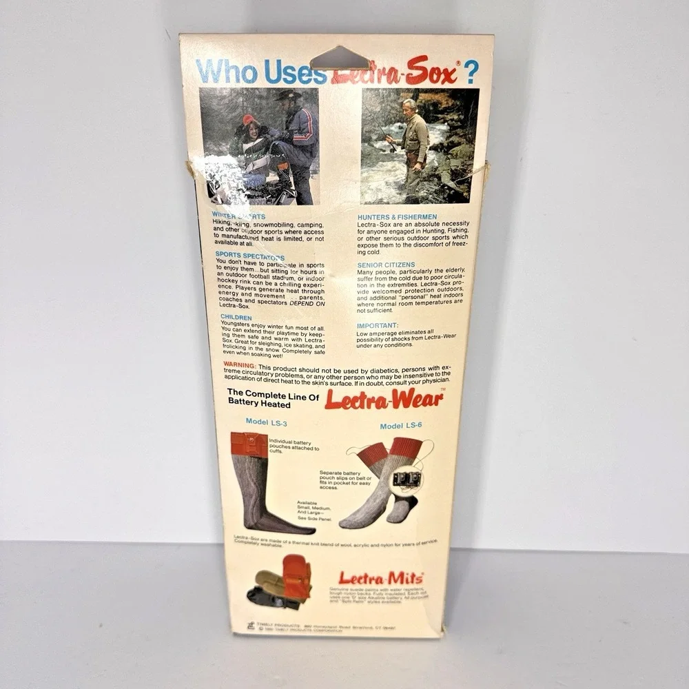 Vintage Lectra-Sox Battery‎ Heated Socks W Box For Parts Repair Untested